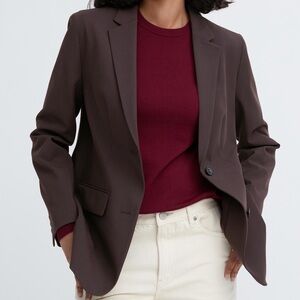 Uniqlo Tailored Blazer Jacket in Dark Brown Long Sleeve